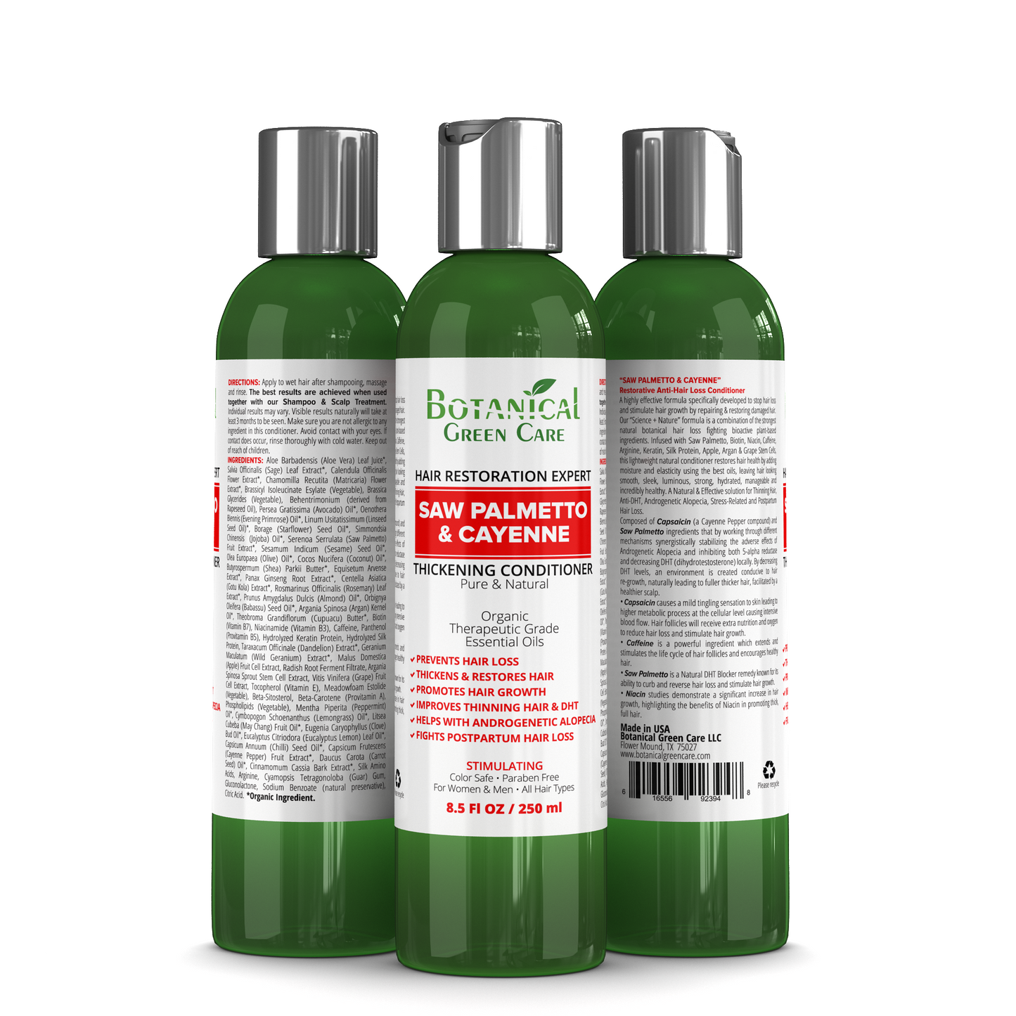 “Saw Palmetto & Cayenne” Hair Growth Anti-Hair Loss Conditioner . Alopecia Prevention and DHT Blocker. Doctor Developed 8.5 Fl Oz / 250 ml