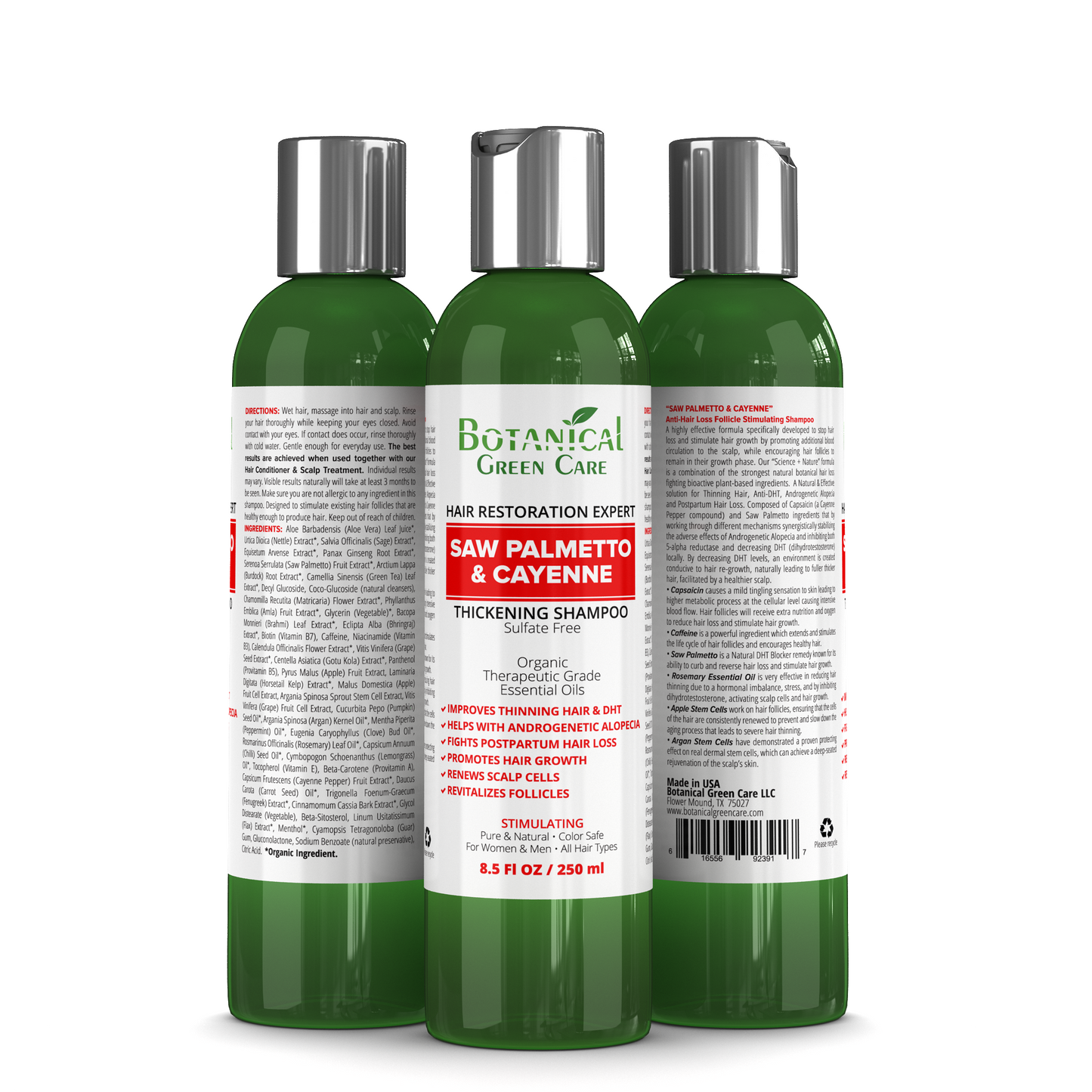 “Saw Palmetto & Cayenne” Anti-Hair Loss Sulfate-Free Shampoo. Alopecia Prevention and DHT Blocker. Doctor Developed 8.5 Fl Oz / 250 ml