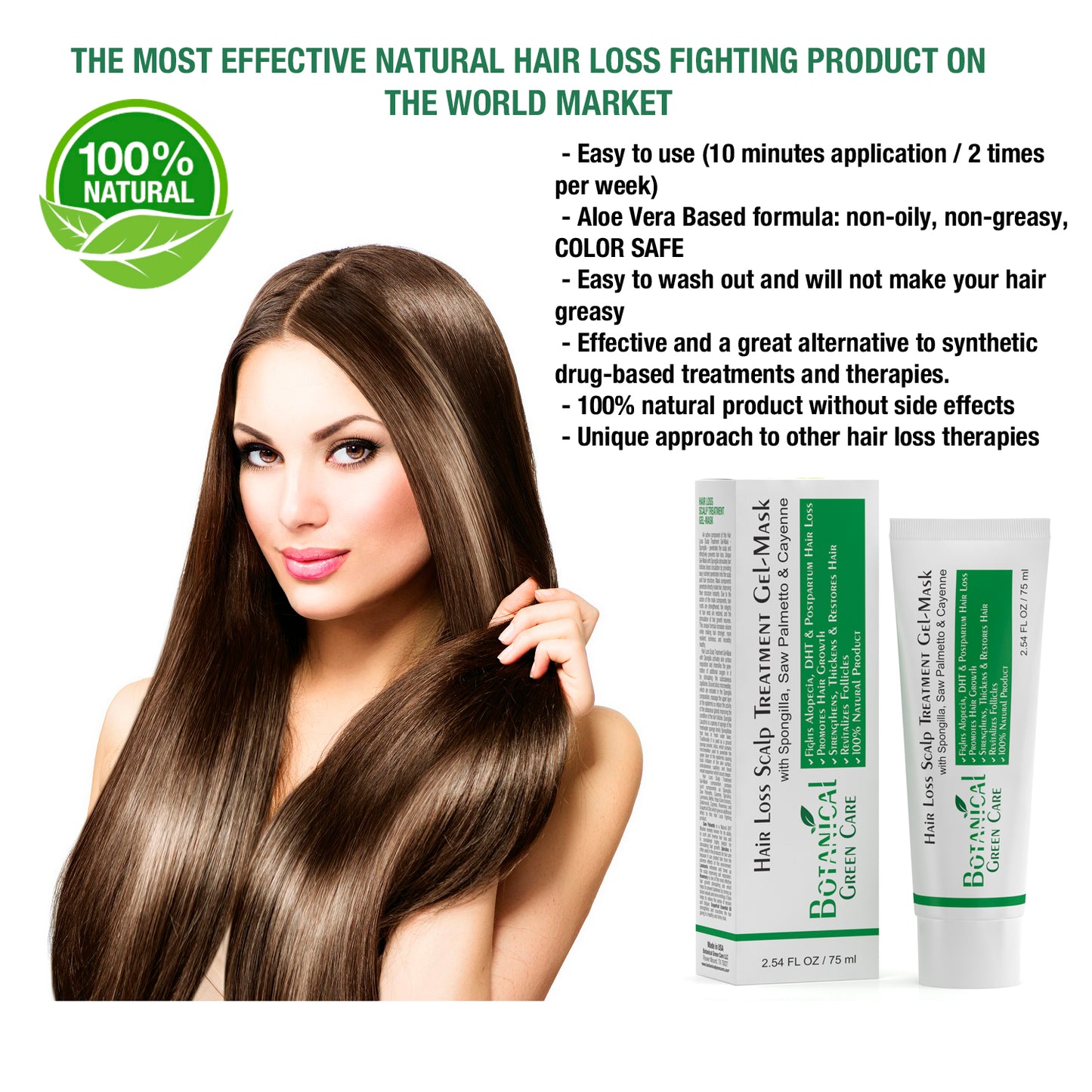 Hair Loss Scalp Treatment Gel-Mask with Spongilla, Saw Palmetto & Cayenne. 2.54 FL OZ / 75 ml