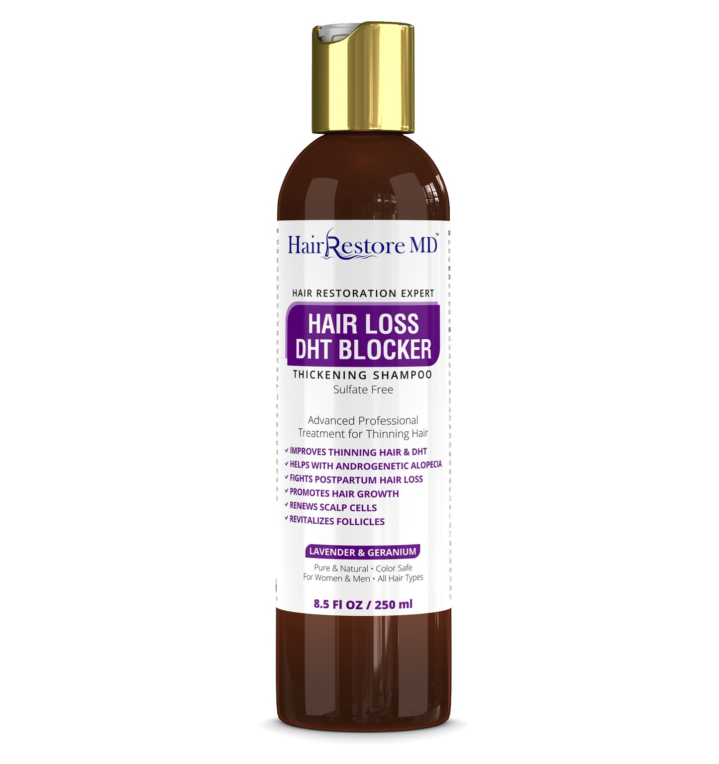 Hair Loss DHT Blocker Sulfate-Free Shampoo. Lavender & Geranium. Alopecia Prevention. Doctor Developed