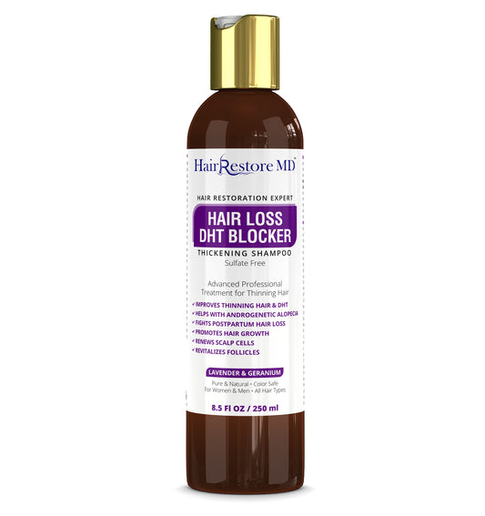 Hair Loss DHT Blocker Sulfate-Free Shampoo. Lavender & Geranium. Alopecia Prevention. Doctor Developed