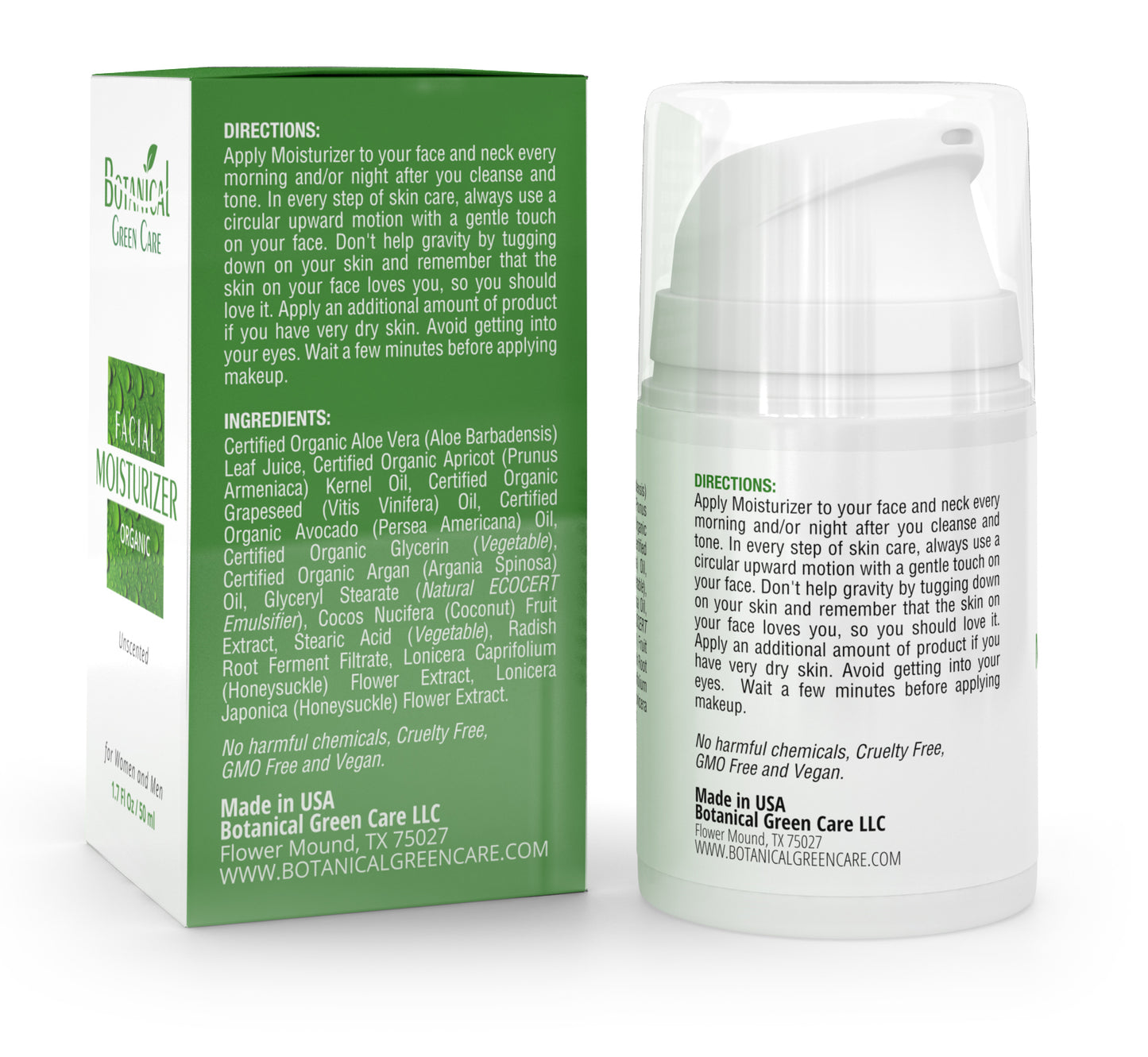 Plant-Based Facial Moisturizer for Women and Men. 1.7 Fl oz / 50 ml