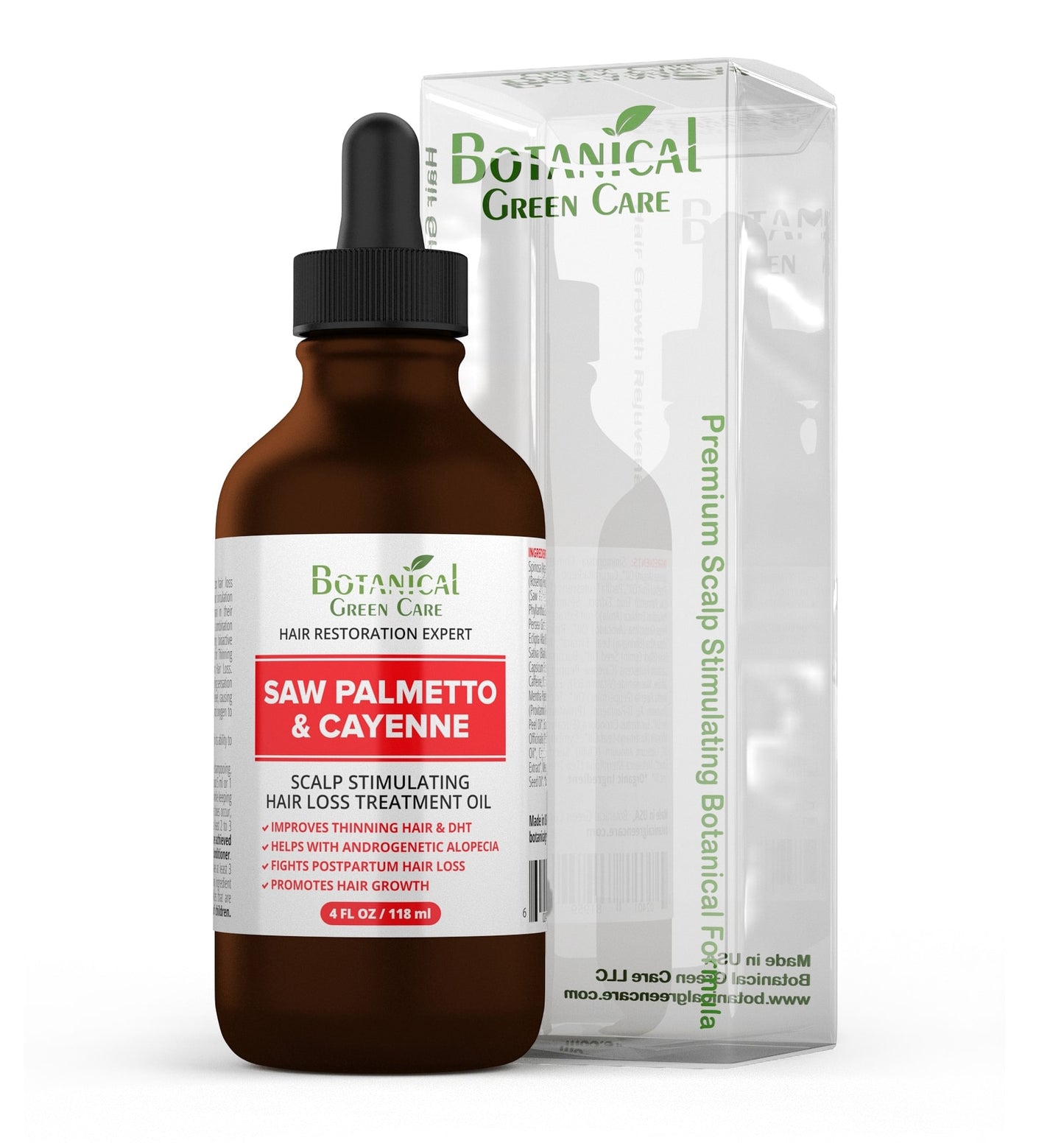 Saw Palmetto & Cayenne Hair Loss Treatment. Premium Plant-Based  Scalp Stimulating Botanical Formula