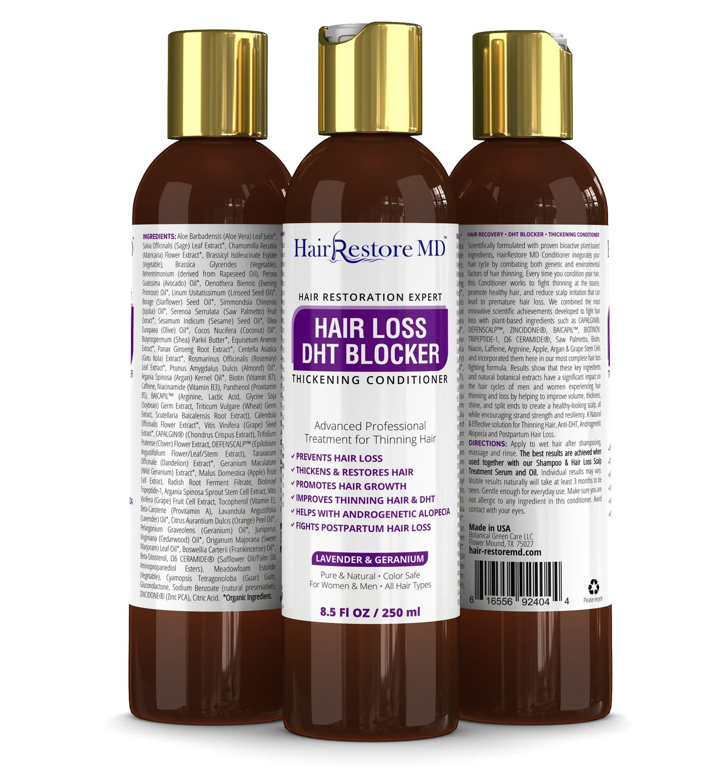 Hair Loss DHT Blocker Thickening Conditioner Lavender & Geranium. Alopecia Prevention. Doctor Developed