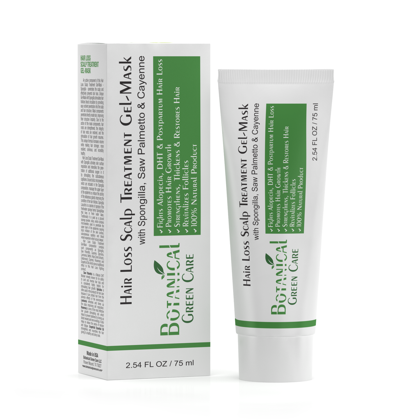 Hair Loss Scalp Treatment Gel-Mask with Spongilla, Saw Palmetto & Cayenne. 2.54 FL OZ / 75 ml