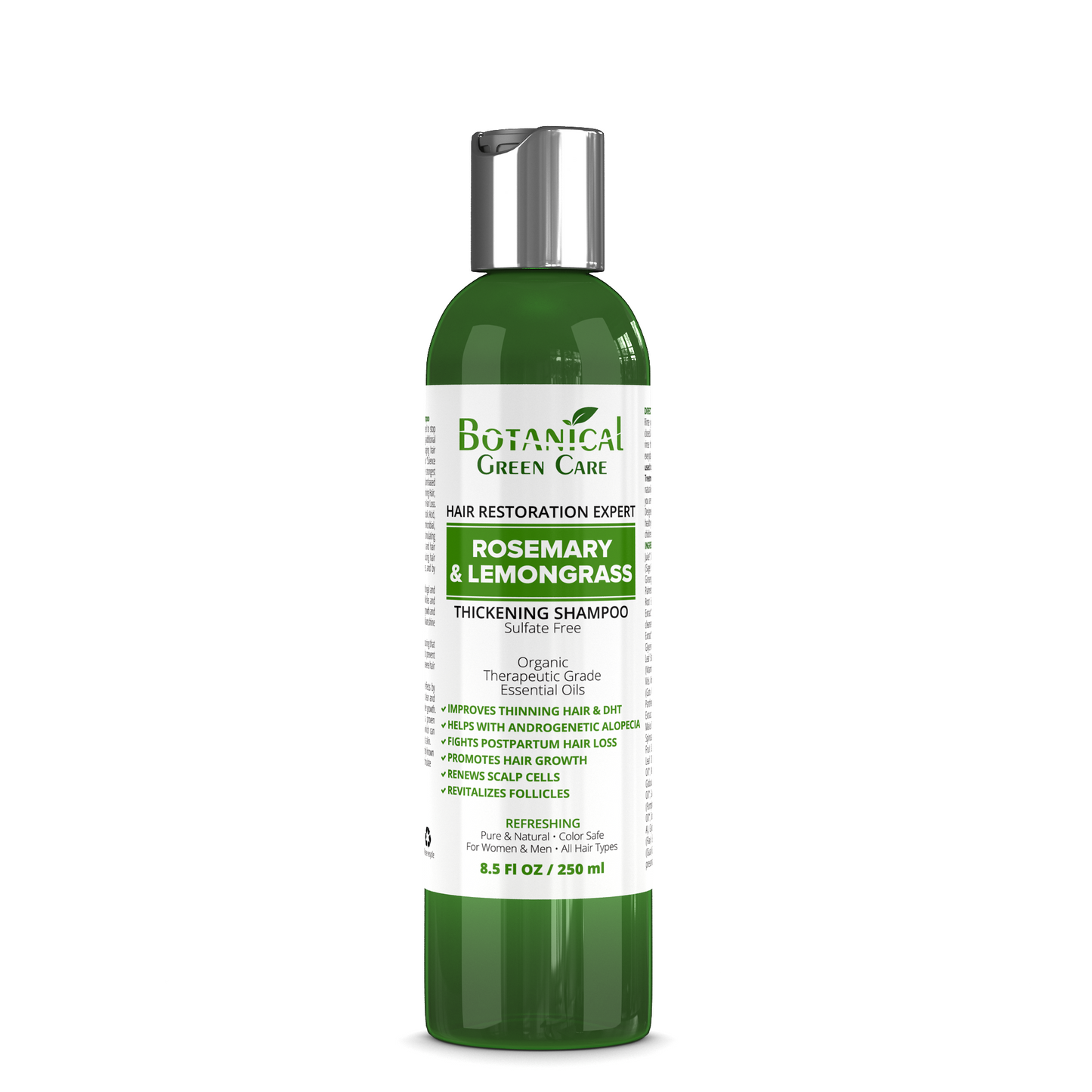Hair Growth/Anti-Hair Loss Sulfate-Free Shampoo “Rosemary & Lemongrass”. Alopecia Prevention and DHT Blocker.