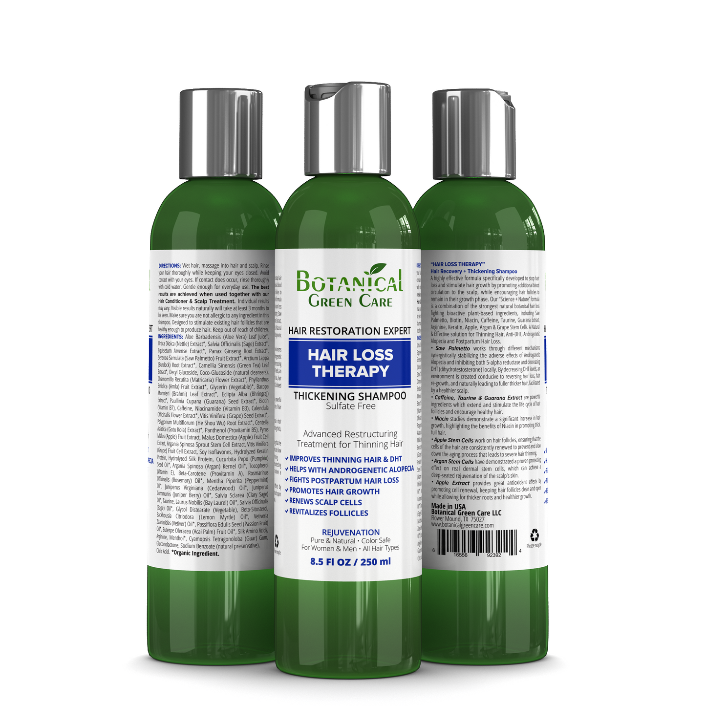 "Hair Loss Therapy" Sulfate-Free Shampoo. Alopecia Prevention and DHT Blocker. Doctor Developed.