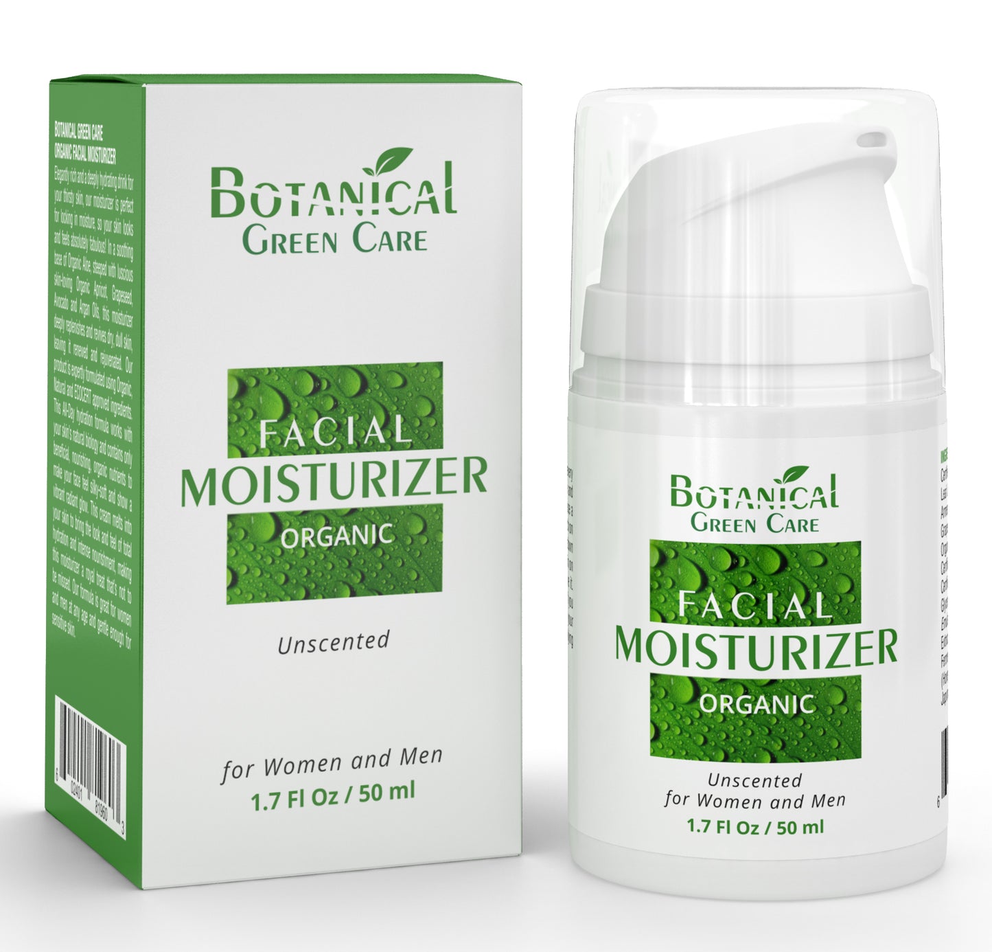 Plant-Based Facial Moisturizer for Women and Men. 1.7 Fl oz / 50 ml