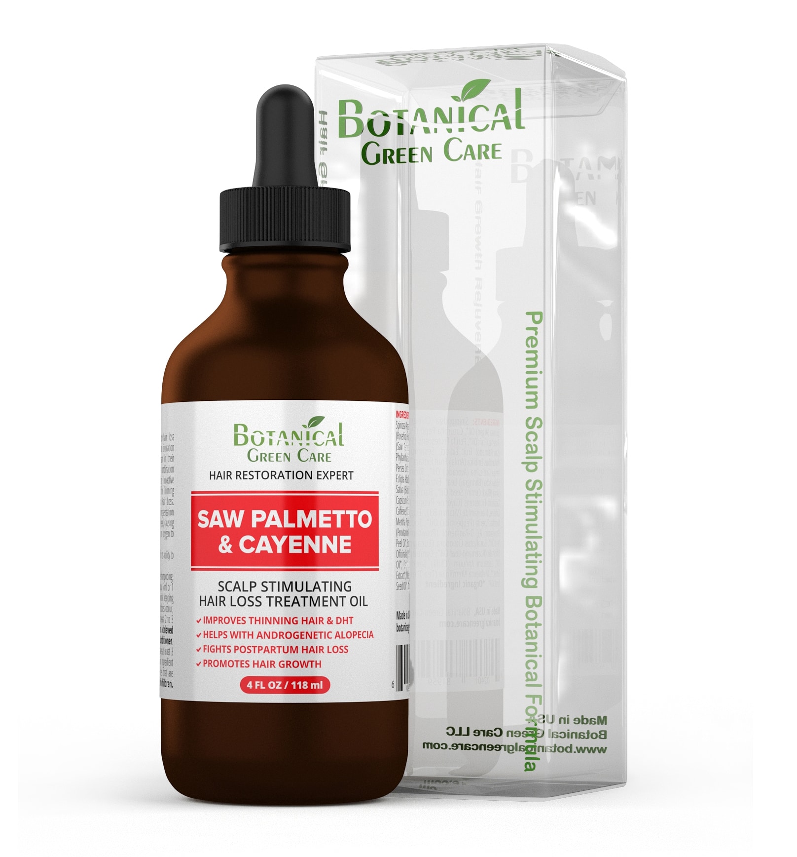 Saw Palmetto & Cayenne Hair Loss Treatment. Premium Organic Scalp  Stimulating Botanical Formula - Botanical Green Care