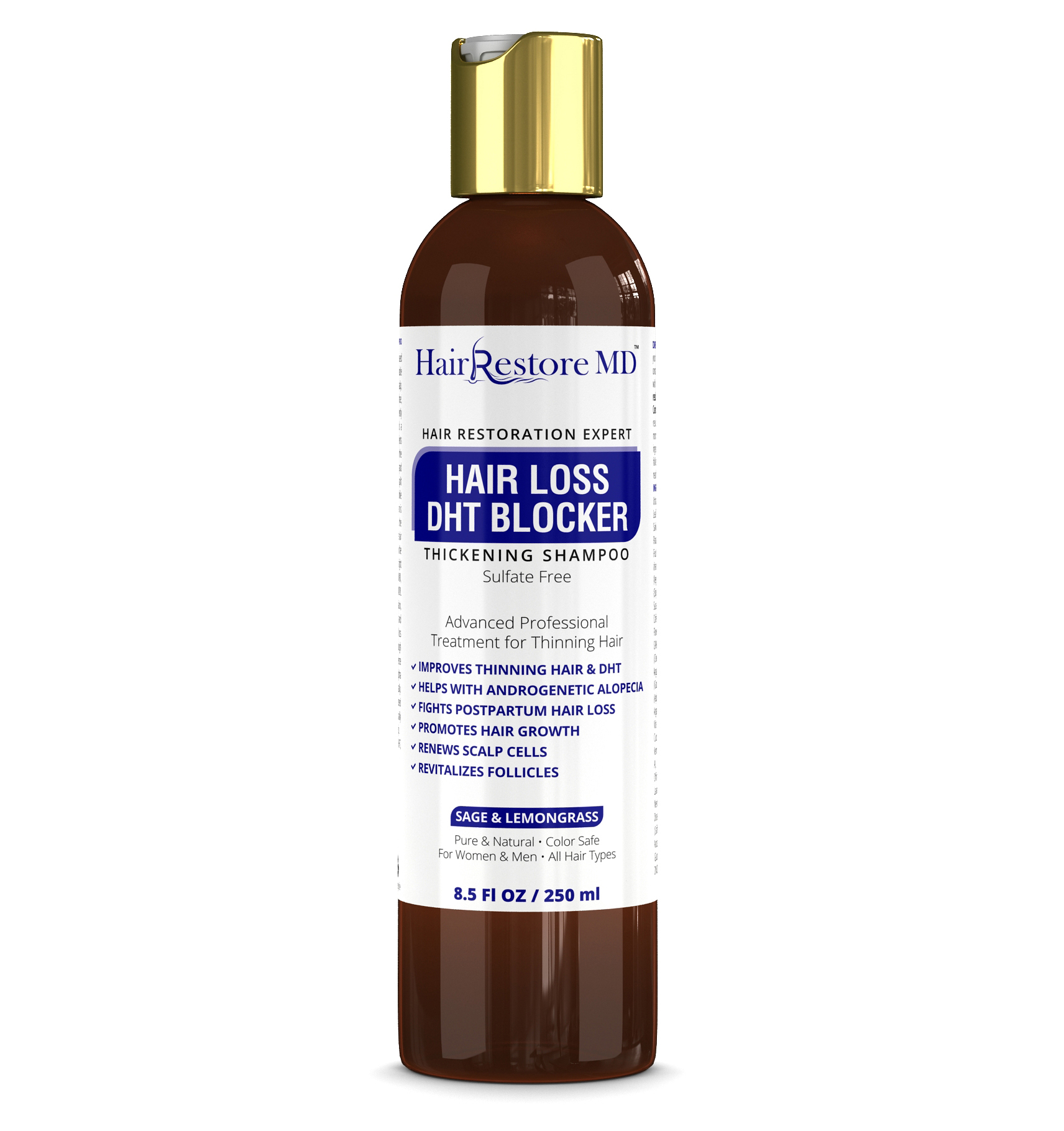 Hair Loss DHT Blocker Sulfate-Free Shampoo. Sage & Lemongrass. Prevention. Doctor Developed. Botanical Green Care